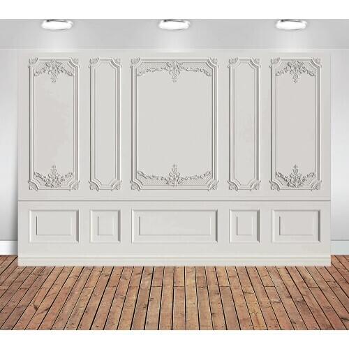 Photography Backdrop Plain Grayish White Wood Wall Floral Frame Newborn Baby Background Photocall Photophone Photobooth