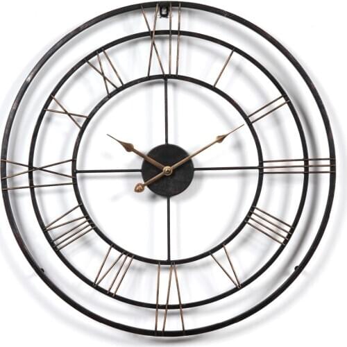 Hot 3D 60cm large Brief Retro Wall Clock Vintage Modern Style Hollow-out Household Bedroom Art Clocks Livingroom Wall Home Decor