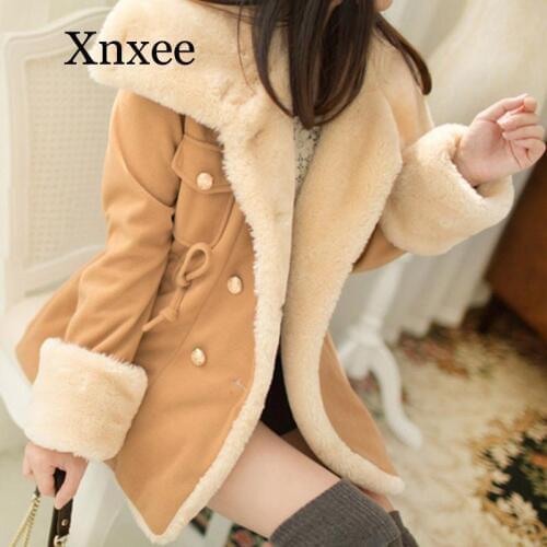 Fur Jackets For Women Autumn And Winter Casual Solid Slim Thick Double Breasted College Wind Cotton Coats Women Plus Size S-3XL