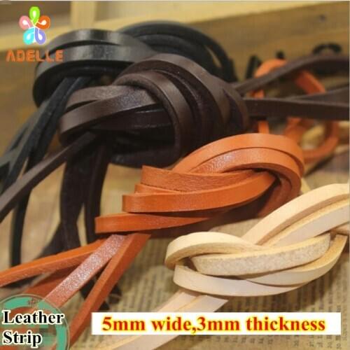 COFFEE/BLACK/Natural Genuine Cowhide Leather strip 3mm thick Painted DIY Hand craft Thong Jewelry key chain free shipping 5m