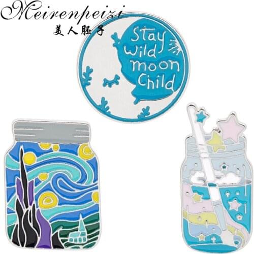 New Stay Wild Moon Brooch Moon Meditation Badge Hopes & Dreams Enamel Pin Magical spells Jewelry