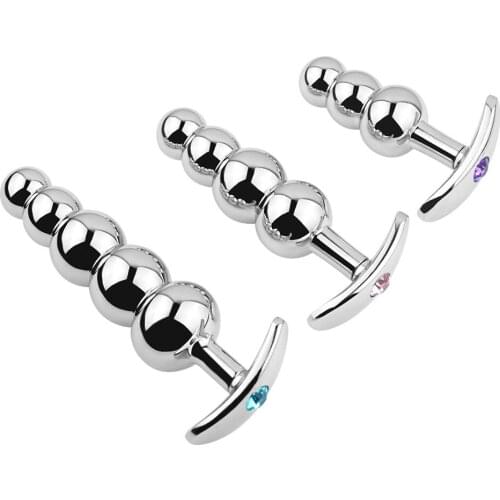 Metal Anal Plug Butt Beads Trainer Sex Toys Big Dildo 3 Sizes Outdoor Wear Anus Dilator Balls Prostate Massage for Women Men Gay