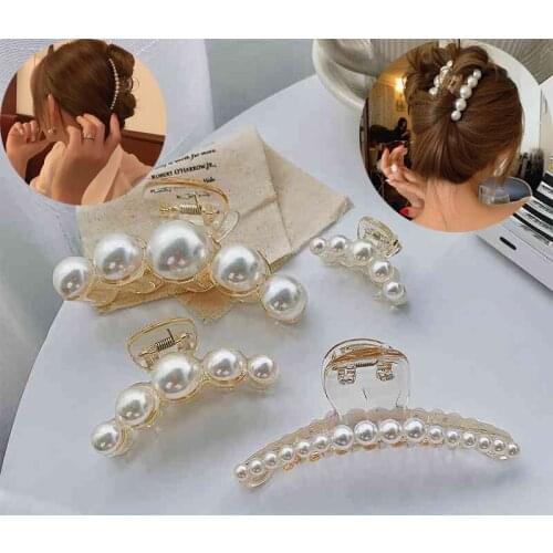 Fashion Elegant Pearl Hair Claws Women Hairpin Barrette Hair Accessories Girls Hair Crab Hairgrips Ornament