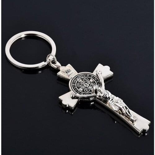 Mens Jesus Cross Keychain Christian Religion Crucifix Key Chains Car Pendant Key Ring For Women Keys Charms Jewelry Accessories