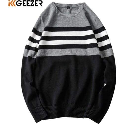 Men Sweater 100% Cotton Striped Slim Fit O-Neck Mens Sweaters Pullovers Pullover Vintage 2020 M-4XL Autumn Winter Warm Fashion