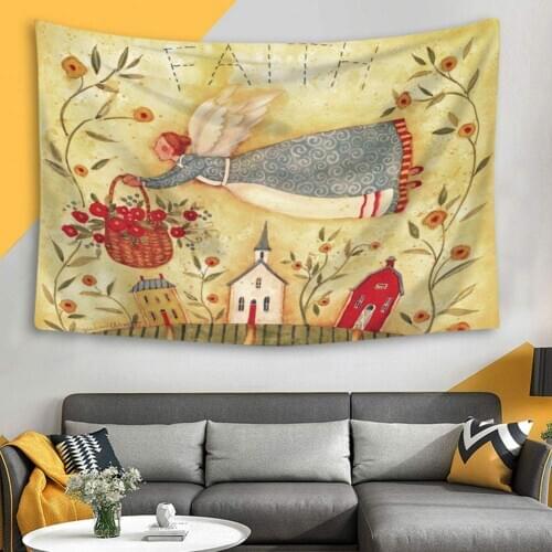 Thanksgiving Day Wall Hanging Tapestry Autumn Harvest Vintage Fall Flowers