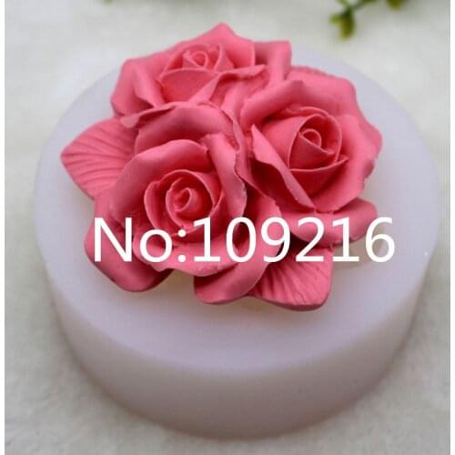 New Product!! 1pcs Lilys Three Roses (ZX353) Food Grade Silicone Handmade Soap Mold Crafts DIY Silicone Mould