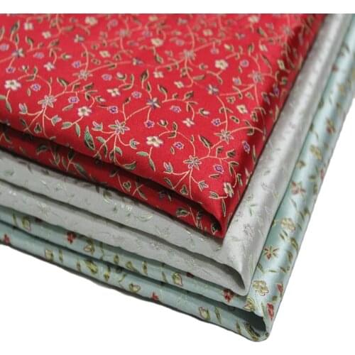 Wide 29" Chinese Cheongsam Dress Material Trim DIY Pillow Cloth Brocade Jacquard Silk Satin Fabric / rice character flowe