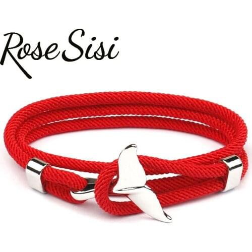 Rose sisi new Milan line Ocean series anchor style whale tail bracelet for women year of life couple hand rope bracelets on hand