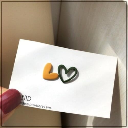 Hollow Heart Stud Earring 2021 New Fashion Painting Candy Color Jewelry Wholesale Accessory