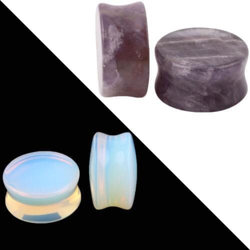 1 Pc Punk Nature Stone Ear Plugs Tunnel 6-16mm Organic Cymophanite Earring Gauges Ear Piercing Ear Flare Flesh Expander 3 Color