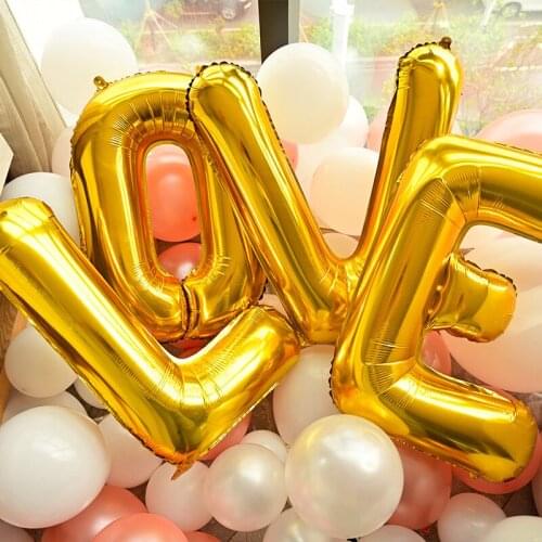 Wedding supplies decoration golden silver rose gold love letter balloon Valentines day wedding party decoration balloon set