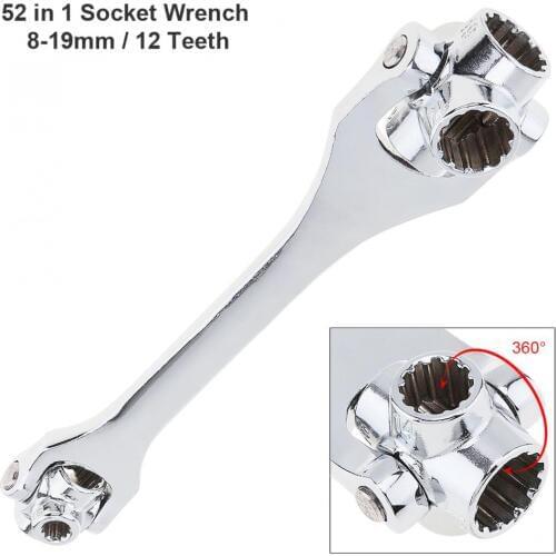 52 In 1 Double Head 8-19mm Torque Socket Wrench with 360 Degree Rotation and 12 Teeth Type for Furniture Car Repair