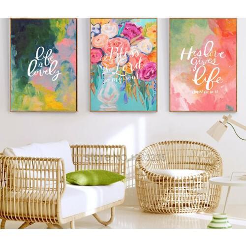 Waterproof Abstract Nordic Poster Flowers Wall Art Canvas Painting Posters And Prints Wall Pictures For Living Room Unframed