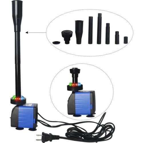 Water Pump With 12 Lights 3-In-1 Landscaping Water Pump With 3 Nozzles For Fish Tank Aquarium With Suction Cup