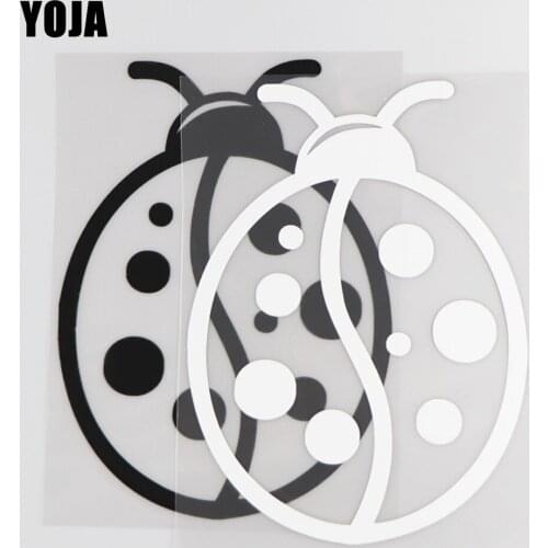 YOJA 12.4×16.9CM Lady Beetle Pattern Cartoon Animals Vinyl Decal Car Stickers Black/Silver 19C-0081