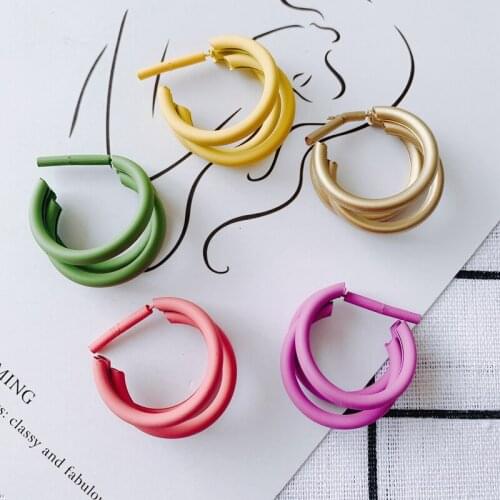 DIY jewelry accessories wholesale summer color temperament Korean personality fashion candy color multi-layer C-shaped earrings