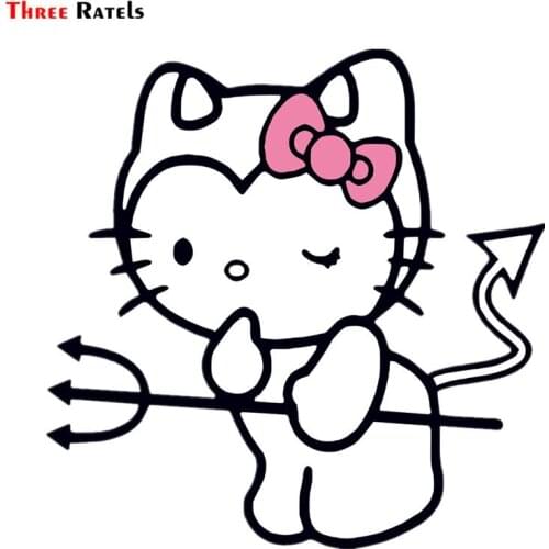 Three Ratels FC395 DEVIL KITTY Cat Funny Anime Cartoon 3D Stickers For Car Notebook Decal