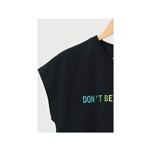 2021 New Summer Gradient Letters Embroideried T-Shirt O-Neck for Women Solid Color Sleeveless Tee and Tops Ladies Clothes