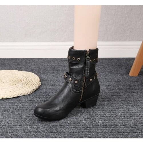 Women Metal Buckle Knee High Boots Womens Roman Lace Up Shoes Woman Cool Low Heel Female Boot Ladies Leather Footwear Plus Size