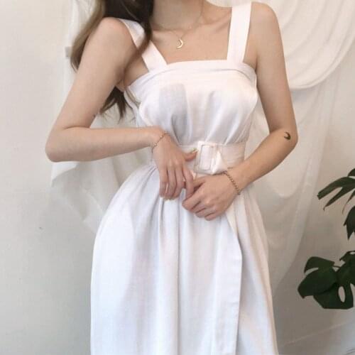 2021 Summer Dress for Women Casual Elegant Simple Female Party Dress Rompers Cotton Solid Slash Neck Dresses Chic Vestido 14226