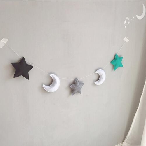 Star Moon Color Non Woven Fabric Moon Star Decoration Dorm Decoration DIY Hanging Wall Childrens Bedroom Girls Room Decorate