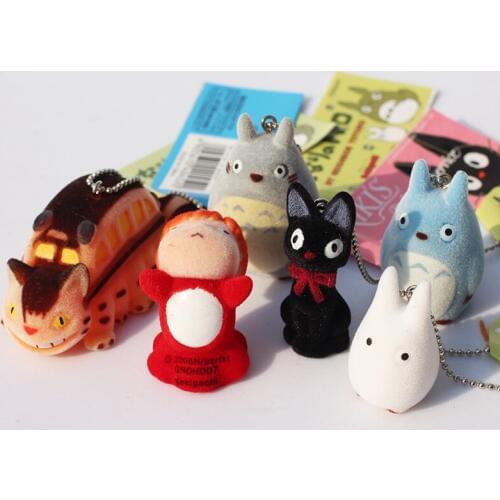 1set Japanese Hayao Miyazaki Cartoon Movie My neighbor Totoro Ponyo on the Cliff KiKis Delivery Service Figure Toy Keychains