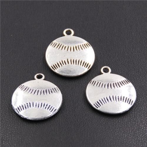 10pcs Sports Baseball Charm Silver Color Metal Zinc Alloy Pendant Fit Diy Charms A2382