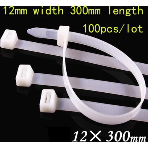 12*300 Nylon Tie National Standard 12mm Wide Wire Harness Fixed Pedestal White/Black 100pcs/lot