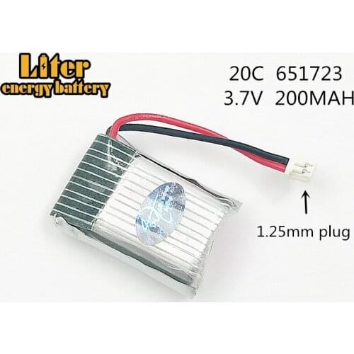 3pcs 1.25mm Plug 3.7v 200mah 651723 H20 RC Quadcopter Spare parts 150mah LIPO Battery lipo 3.7v lipo battery 25C