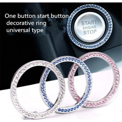 40mm/1.57" Auto Car Bling Decorative Accessories Automobiles Start Switch Button Decorative Diamond Rhinestone Ring Circle Trim