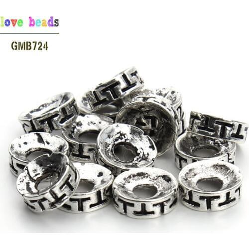 50pcs/lot Dia 8mm Antique Silver Color Jump Rings Spacer Beads For Jewelry DIY Fashion Round Metal Wheel Charms(w03502)