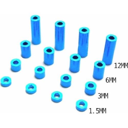 100PCS 1.5/3/6/12mm Aluminum Tube Screw Sleeve Aluminum Column Spacers Pipe for RC Tamiya Mini 4WD Racing Car 19336 DIY Parts