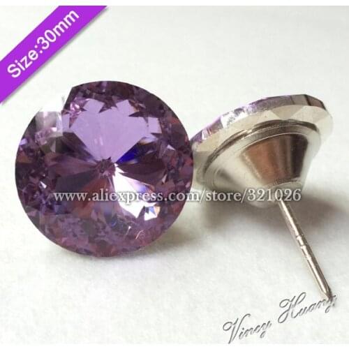 Free shipping 100PCS/LOT 30MM PURPLE COLOR Redbud Crystal Glass Tacks, Headboard Buttons, Sofa Crystal Tacks, Upholstery Buttons
