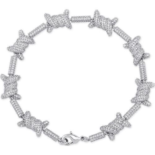 Bling Iced Out Staggered Pattern X Knot Bracelet Prong Setting AAA Cubic Zircon Fashion Hip Hop Jewelry Gifts