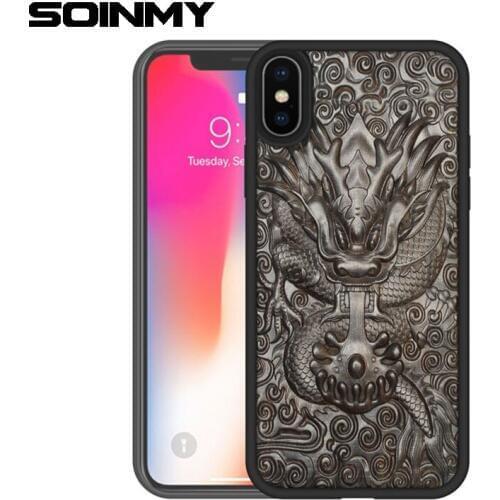 Soinmy Wood XR Case For iPhone 12 Pro Max XR XS Max Case 3D Relief TPU Frame Ebony Coque Cover for iPhone 6 6s 7 8 Plus X Covers