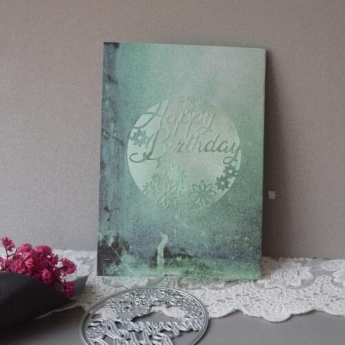 Happy Birthday Flower Background Circle Metal Cutting Dies Stencils Die Cut for DIY Scrapbooking Album Paper Card Embossing