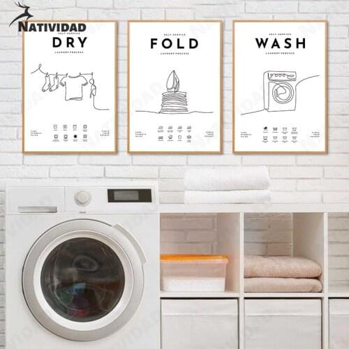 Dry Cleaners Wall Canvas Painting Artist Home Decor Simple Text Cartoon Poster Wall Art Living Room Bedroom Home Decoration