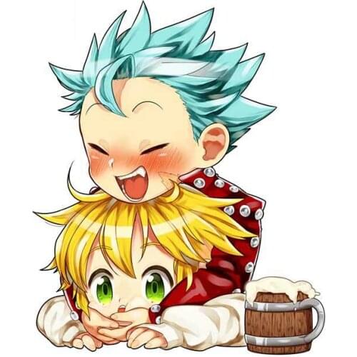 Creative 13cm X 10.7cm for Meliodas Ban The Seven Deadly Sins Sunscreen Anime Decoration Car Stickers Trunk Cartoon VAN Decal