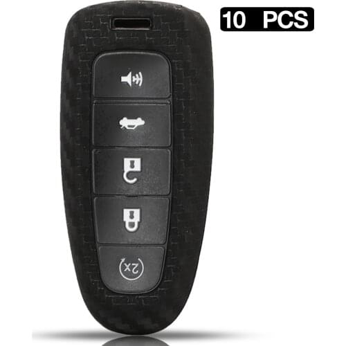 Kutery 10PCS Carbon Fiber Silicone Remote Car Key Case Cover Fob For Ford Edge Escape Flex Explorer Taurus Holde 5 Buttons