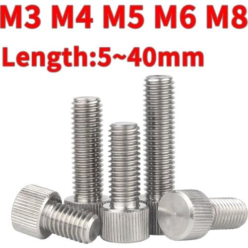 M3 M4 M5 M6 M8304 Stainless Steel Round Hand Screw Single Head Knurled Big Head Screw Flat Head Hand Screw