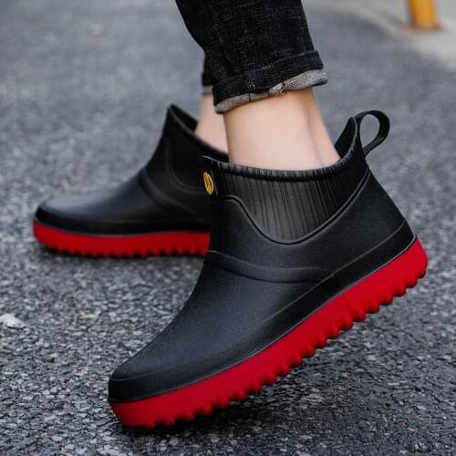 2021 New Autumn Classic Design Men Rain Boots Waterproof Short Ankle Male Rubber Boots Mix-Color Flat Water Shoes Size 39-44