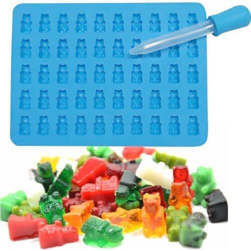 50set Fashion Cake Tools Mold 1 Set 50 Cavity Silicone Gummy Bear Chocolate Mold Candy Maker Ice Tray Jelly Moulds ZA5207
