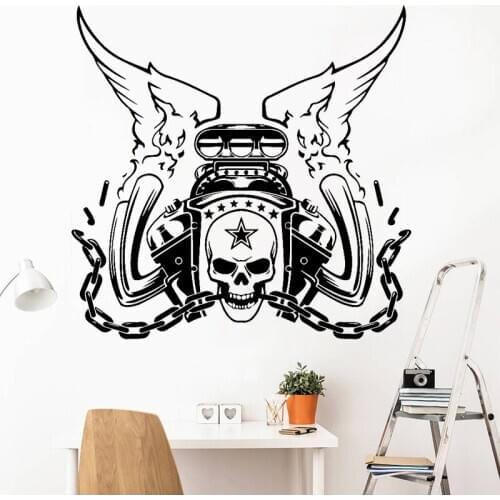 Skeleton Wall Sticker Ghost Rider Vinyl Decal Wings Home Decor Bedroom Living Room Decoration Interesting Funny Chain