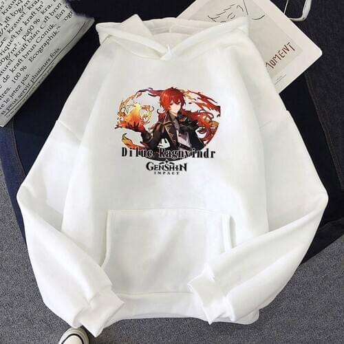 Game Cartoon 2021 New Genshin Impact Diluc Ragnvindr printed Hoodies Sweatshirt Fashion Pullover Women/men Loose Harajuku Hoodie