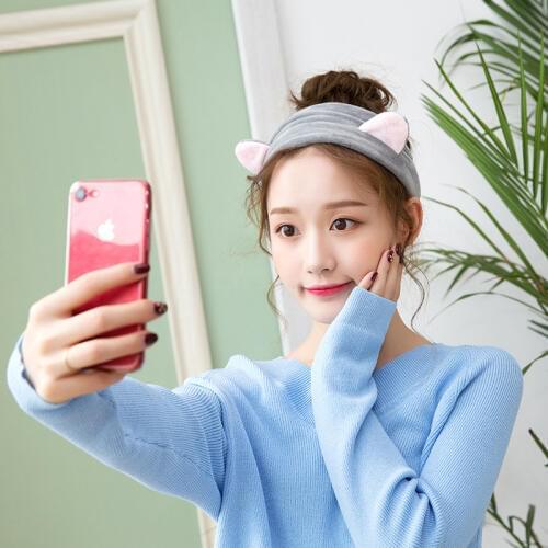 New Fashion Elastic Rabbit Ear Head Bands For Woman Velvet Hairwear Makeup Bow Headband Bath Wash Face Hairdo Towel Hair Holder