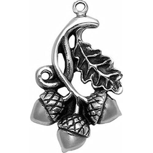 New Design 3D Styles Vintage Antique Silver Plating Acorns Oak Leaf Charm Pendants For Bracelets Makings