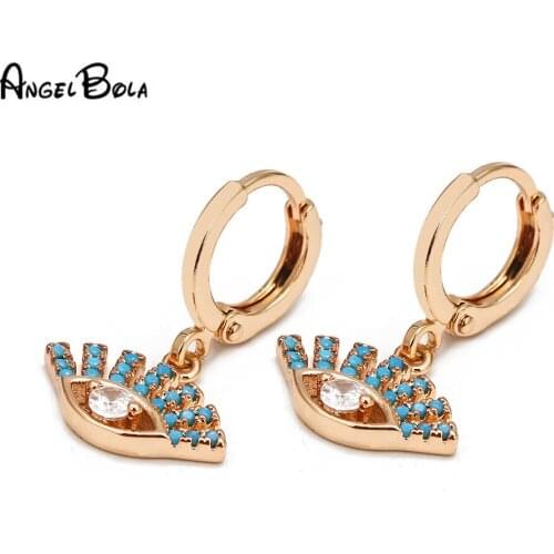 Wholesale Fashion New Earrings Rhinestone Lucky Evil Eye Korean Earrings for Women Muslim Jewelry Gift