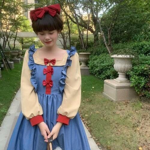 Hstar Lolita Dress Kawaii Classical Sweet Girl Dress Cute Soft Girl Lolita Vitorian Op Dress