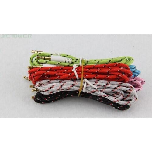 Braided Woven AUX 3.5mm Audio Car Extention Cable Wire Auxiliary Stereo Jack Male 1m 3ft Lead For Iphone 5 5c 5s For Ipod